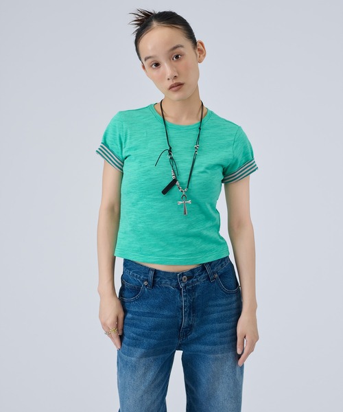 FTW(エフティダブリュー)の「SLUB LAYERED TEE(Tシャツ/カットソー・レディース・ホワイト/ピンク/ライトグリーン・SMALL/MEDIUM)」の15枚目の写真