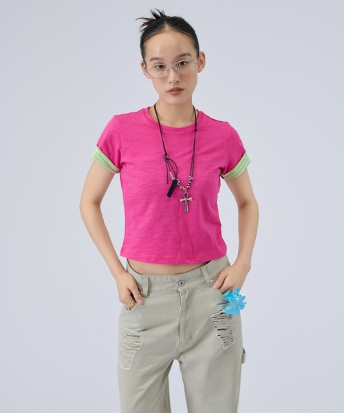 FTW(エフティダブリュー)の「SLUB LAYERED TEE(Tシャツ/カットソー・レディース・ホワイト/ピンク/ライトグリーン・SMALL/MEDIUM)」の22枚目の写真