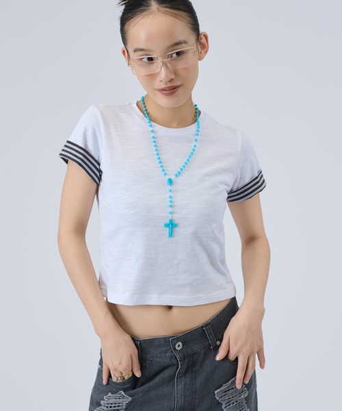 FTW(エフティダブリュー)の「SLUB LAYERED TEE(Tシャツ/カットソー・レディース・ホワイト/ピンク/ライトグリーン・SMALL/MEDIUM)」の5枚目の写真