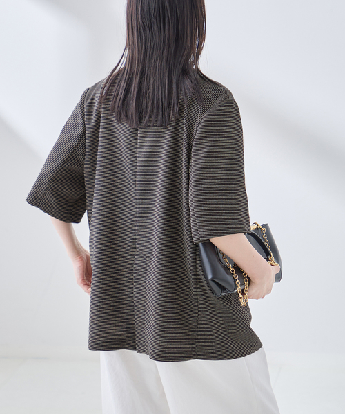journal standard L'essage（ジャーナルスタンダードレサージュ）の「トリアセリネン/TWEEDYMESH ショートスリーブジャケット（ノーカラージャケット・レディース・ブラック/ブラック系その他・FREE）」の11枚目の写真
