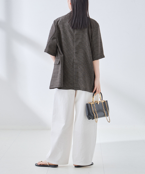 journal standard L'essage（ジャーナルスタンダードレサージュ）の「トリアセリネン/TWEEDYMESH ショートスリーブジャケット（ノーカラージャケット・レディース・ブラック/ブラック系その他・FREE）」の13枚目の写真