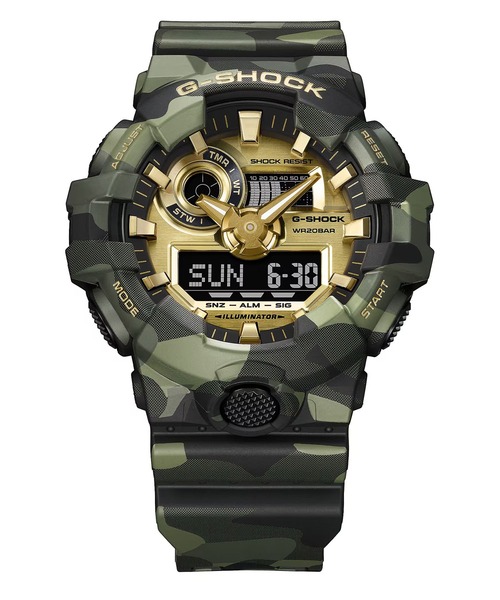 G-SHOCK(ジーショック)の「G-SHOCK/ジーショック 腕時計 "BOLD CAMO SERIES, CAMO AND GOLD" GA-700CMG-3AJF(アナログ腕時計・メンズ・グリーン系カモフラージュ・FREE)」の6枚目の写真