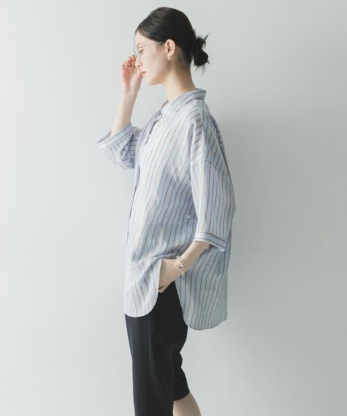 URBAN RESEARCH（アーバンリサーチ）の「ハーフスリーブストライプシャツ（シャツ/ブラウス・レディース・ブラウン系その他/ブルー系その他・FREE）」の21枚目の写真