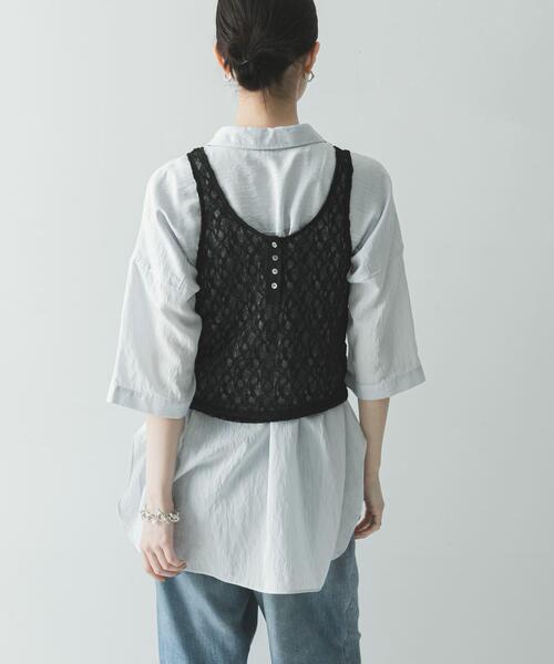 URBAN RESEARCH（アーバンリサーチ）の「ハーフスリーブストライプシャツ（シャツ/ブラウス・レディース・ブラウン系その他/ブルー系その他・FREE）」の6枚目の写真