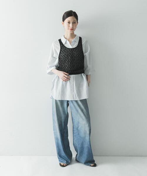 URBAN RESEARCH（アーバンリサーチ）の「ハーフスリーブストライプシャツ（シャツ/ブラウス・レディース・ブラウン系その他/ブルー系その他・FREE）」の5枚目の写真