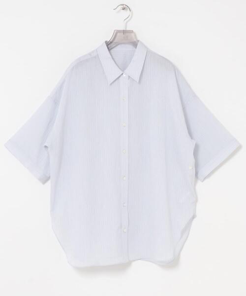 URBAN RESEARCH（アーバンリサーチ）の「ハーフスリーブストライプシャツ（シャツ/ブラウス・レディース・ブラウン系その他/ブルー系その他・FREE）」の4枚目の写真
