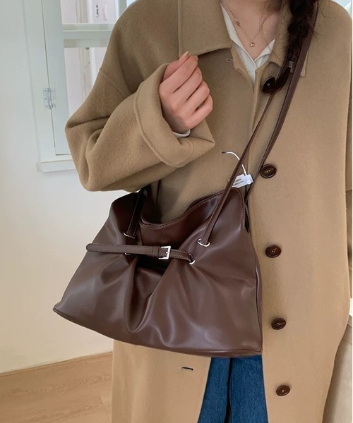 LA VORAGINE（ラ ヴォラジネ）の「韓国デザイン ギャザートートバッグ ショルダー＆クロス 2WAY（トートバッグ・レディース・BROWN/C/Black・FREE）」の3枚目の写真