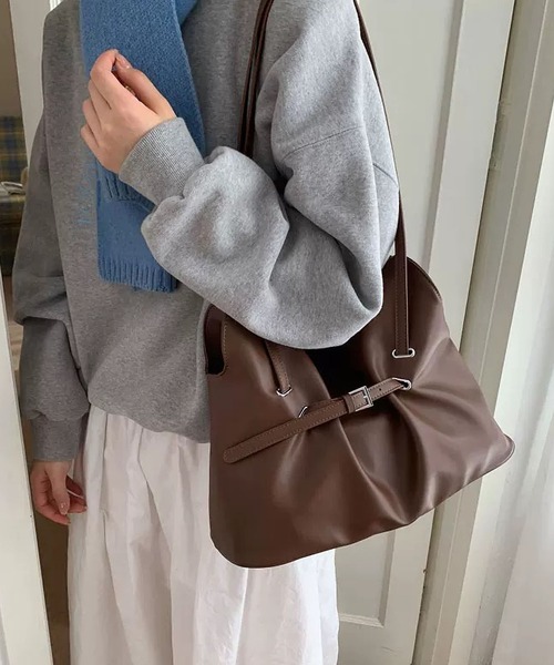 LA VORAGINE（ラ ヴォラジネ）の「韓国デザイン ギャザートートバッグ ショルダー＆クロス 2WAY（トートバッグ・レディース・BROWN/C/Black・FREE）」の15枚目の写真