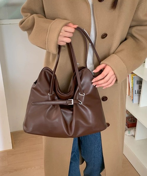 LA VORAGINE（ラ ヴォラジネ）の「韓国デザイン ギャザートートバッグ ショルダー＆クロス 2WAY（トートバッグ・レディース・BROWN/C/Black・FREE）」の16枚目の写真