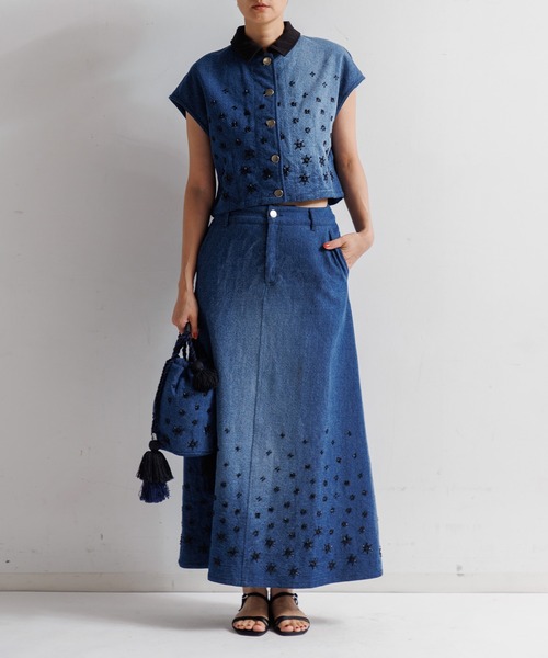 LEIN（リーン）の「カディビーズ刺繍トップス（その他トップス・レディース・ブラック/インディゴブルー・FREE）」の4枚目の写真
