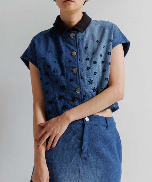 LEIN（リーン）の「カディビーズ刺繍トップス（その他トップス・レディース・ブラック/インディゴブルー・FREE）」の3枚目の写真