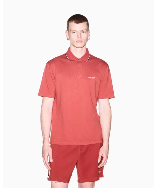 ARMANI EXCHANGE(アルマーニエクスチェンジ)の「【A|X アルマーニ エクスチェンジ】AXロゴ パイピングカラー レギュラーフィット 半袖ポロシャツ/REGULAR(ポロシャツ・メンズ・オフホワイト/レッド・LARGE/SMALL/MEDIUM/X-SMALL/X-LARGE)」の2枚目の写真
