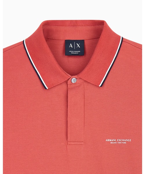 ARMANI EXCHANGE(アルマーニエクスチェンジ)の「【A|X アルマーニ エクスチェンジ】AXロゴ パイピングカラー レギュラーフィット 半袖ポロシャツ/REGULAR(ポロシャツ・メンズ・オフホワイト/レッド・LARGE/SMALL/MEDIUM/X-SMALL/X-LARGE)」の9枚目の写真