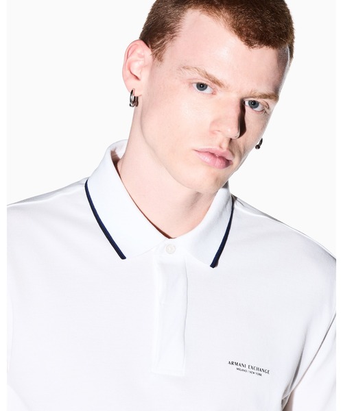 ARMANI EXCHANGE(アルマーニエクスチェンジ)の「【A|X アルマーニ エクスチェンジ】AXロゴ パイピングカラー レギュラーフィット 半袖ポロシャツ/REGULAR(ポロシャツ・メンズ・オフホワイト/レッド・LARGE/SMALL/MEDIUM/X-SMALL/X-LARGE)」の12枚目の写真