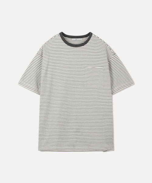 247SERIES(247シリーズ)の「USAコットン20番手ストライプTシャツアイボリー(Tシャツ/カットソー・メンズ・アイボリー・X-LARGE/LARGE/MEDIUM/SMALL/X-SMALL)」の1枚目の写真