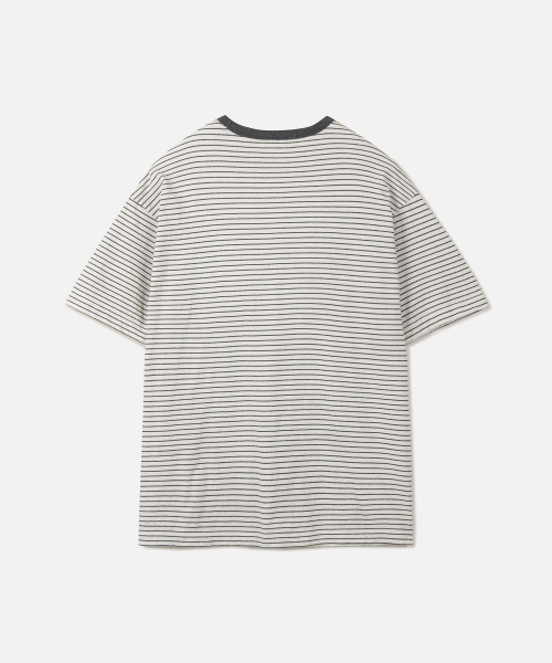 247SERIES(247シリーズ)の「USAコットン20番手ストライプTシャツアイボリー(Tシャツ/カットソー・メンズ・アイボリー・X-LARGE/LARGE/MEDIUM/SMALL/X-SMALL)」の2枚目の写真