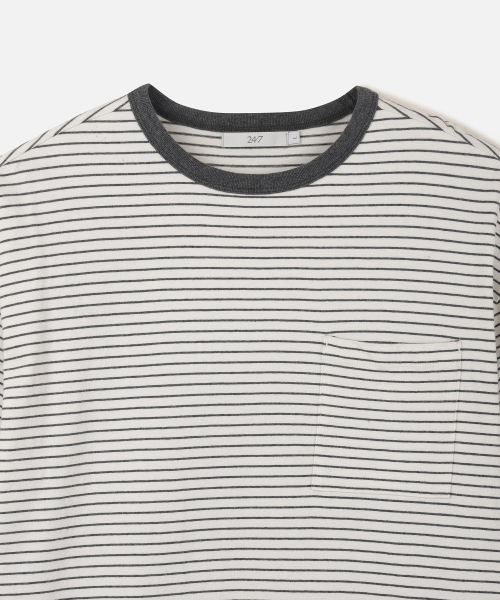 247SERIES(247シリーズ)の「USAコットン20番手ストライプTシャツアイボリー(Tシャツ/カットソー・メンズ・アイボリー・X-LARGE/LARGE/MEDIUM/SMALL/X-SMALL)」の3枚目の写真