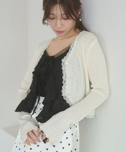 Ambre Neige(アンブルネージュ)の「uv cut lace cardigan / UVカットレースカーディガン(カーディガン/ボレロ・レディース・ブラック/ライトブルー/アイボリー・FREE)」の1枚目の写真