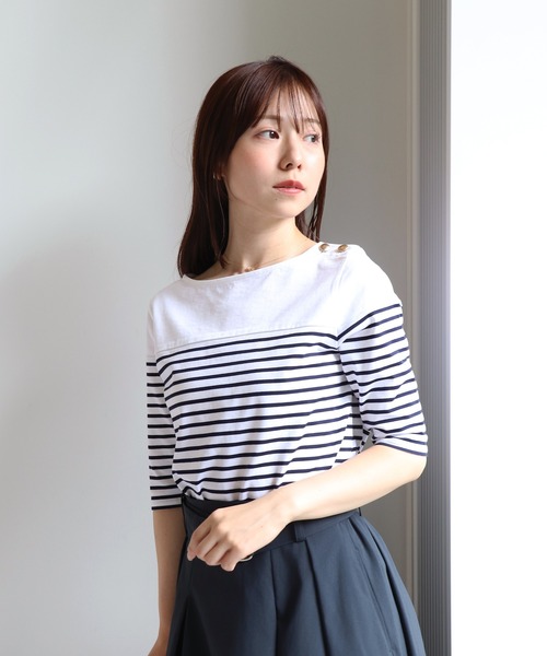 Sirin(シリン)の「ゴールドボタンボーダートップス(Tシャツ/カットソー・レディース・ホワイト系その他2/ホワイト系その他/ネイビー・FREE)」の17枚目の写真