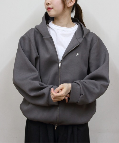 GYMPHLEX(ジムフレックス)の「Gymphlex/ジムフレックス ジップフードジャケット ZIP HOODED JACKET GY-A0859 KDB(パーカー・レディース・トップグレー/チャコールグレー・14)」の1枚目の写真