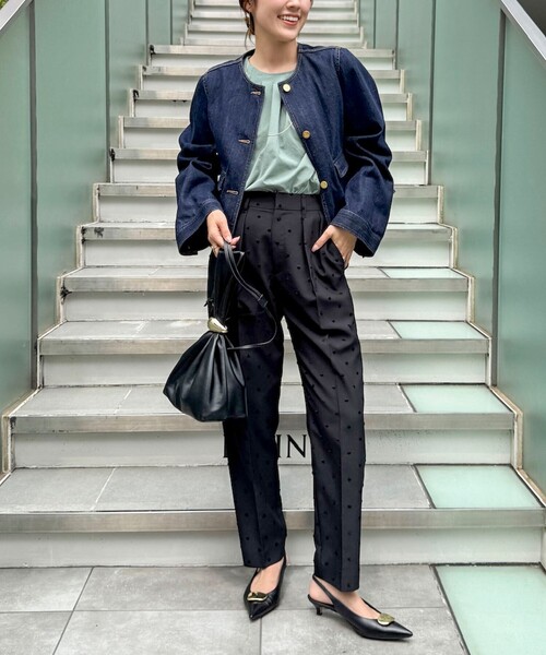 Rie Miller(リエミラー)の「【RM denim】コーデュロイ襟2WAYフレアショート丈Gジャン(デニムジャケット・レディース・ネイビー・FREE)」の15枚目の写真