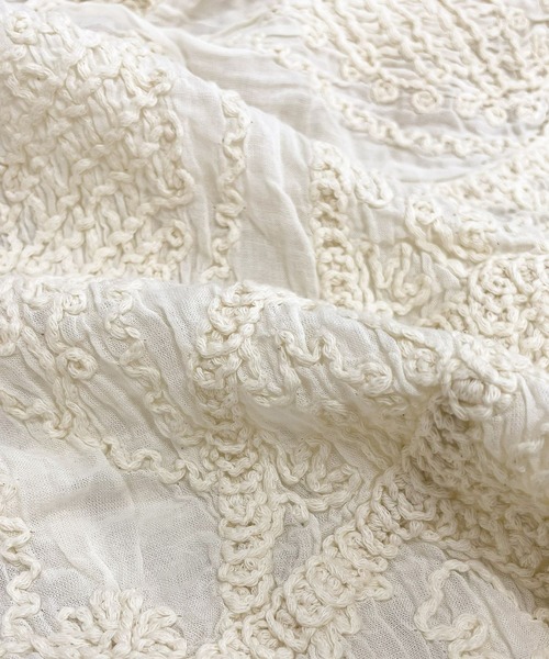 DAY CLOSET(デイ クローゼット)の「【5分丈袖】透け感シアー×立体刺繍 チュニック ブラウス レディース(シャツ/ブラウス・レディース・アイボリー/ホワイト・FREE)」の18枚目の写真