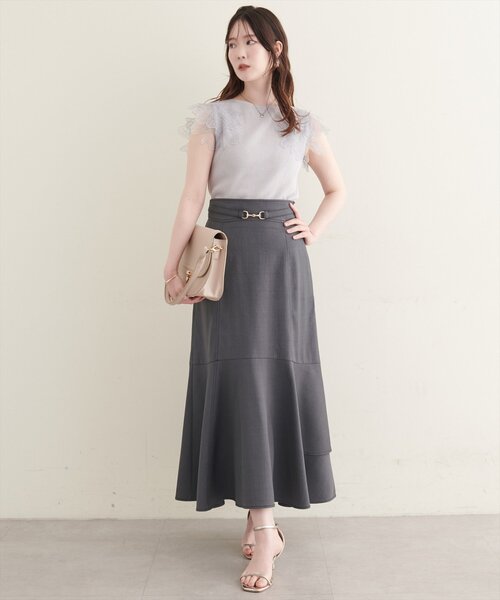 natural couture(ナチュラルクチュール)の「ビットベルト付きマーメイドスカート(スカート・レディース・ブラウン/チャコールグレー/ライトベージュ/ブラック・FREE)」の19枚目の写真