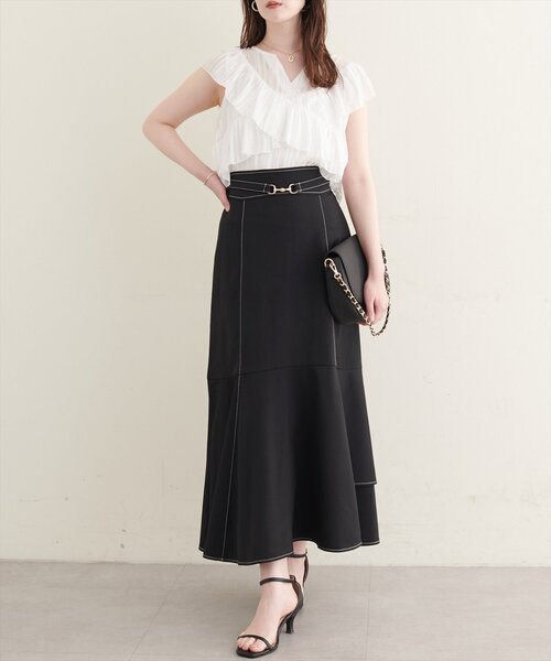 natural couture(ナチュラルクチュール)の「ビットベルト付きマーメイドスカート(スカート・レディース・ブラウン/チャコールグレー/ライトベージュ/ブラック・FREE)」の21枚目の写真