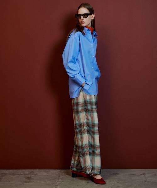 MAISON SPECIAL(メゾンスペシャル)の「Satin Check Easy Pants/サテンチェックイージーパンツ(その他パンツ・レディース・グリーン/ネイビー/ピンク・38/36)」の16枚目の写真