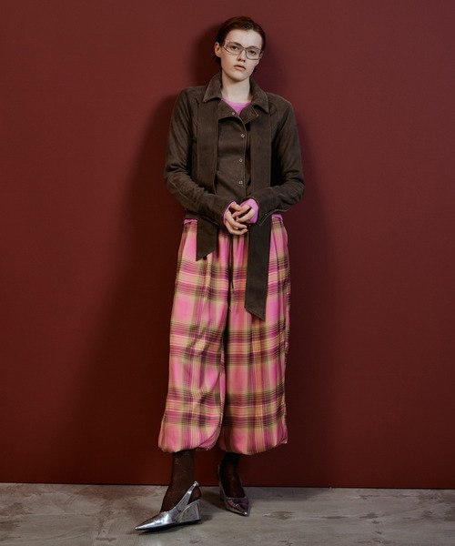 MAISON SPECIAL(メゾンスペシャル)の「Satin Check Easy Pants/サテンチェックイージーパンツ(その他パンツ・レディース・グリーン/ネイビー/ピンク・38/36)」の19枚目の写真