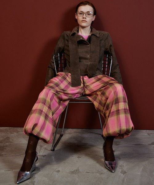 MAISON SPECIAL(メゾンスペシャル)の「Satin Check Easy Pants/サテンチェックイージーパンツ(その他パンツ・レディース・グリーン/ネイビー/ピンク・38/36)」の21枚目の写真