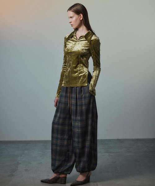 MAISON SPECIAL(メゾンスペシャル)の「Satin Check Easy Pants/サテンチェックイージーパンツ(その他パンツ・レディース・グリーン/ネイビー/ピンク・38/36)」の8枚目の写真