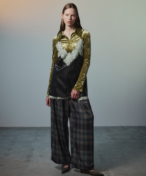 MAISON SPECIAL(メゾンスペシャル)の「Satin Check Easy Pants/サテンチェックイージーパンツ(その他パンツ・レディース・グリーン/ネイビー/ピンク・38/36)」の10枚目の写真