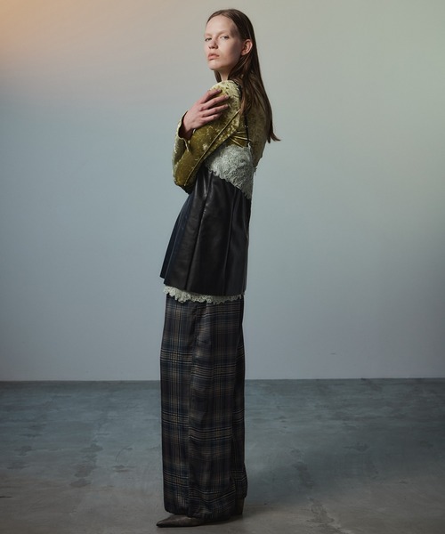 MAISON SPECIAL(メゾンスペシャル)の「Satin Check Easy Pants/サテンチェックイージーパンツ(その他パンツ・レディース・グリーン/ネイビー/ピンク・38/36)」の11枚目の写真
