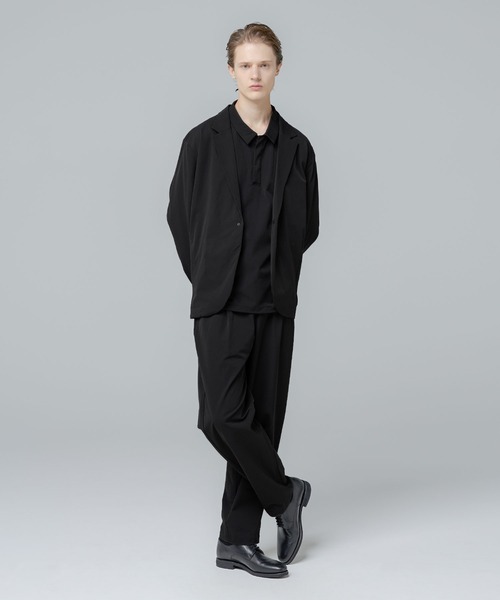 SPU(スプ)の「【セットアップ 2点セット】多機能素材ナイロン【URBAN FLEXOR】【防しわ、ストレッチ、ウォッシャブル、抗ピリング】Relaxed-Fit Shadow Button Single Jacket & Easy Tapered Pants Setup(セットアップ・メンズ・チャコール/グレイッシュベージュ/ネイビー/ブラック・S/M/L/XL)」の5枚目の写真