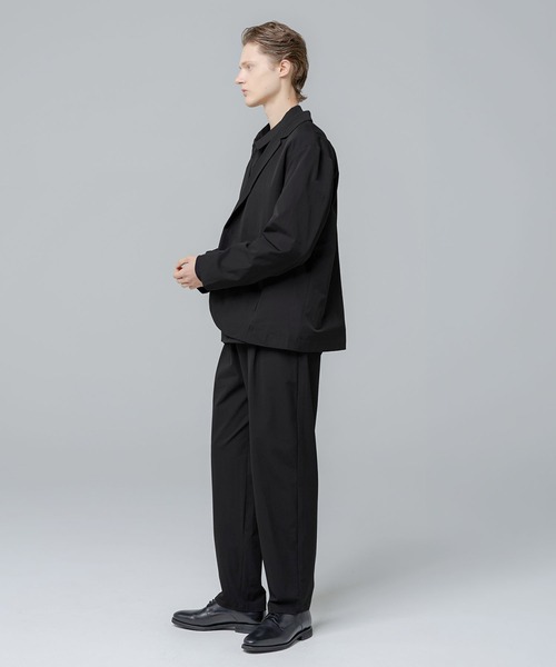 SPU(スプ)の「【セットアップ 2点セット】多機能素材ナイロン【URBAN FLEXOR】【防しわ、ストレッチ、ウォッシャブル、抗ピリング】Relaxed-Fit Shadow Button Single Jacket & Easy Tapered Pants Setup(セットアップ・メンズ・チャコール/グレイッシュベージュ/ネイビー/ブラック・S/M/L/XL)」の6枚目の写真