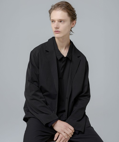 SPU(スプ)の「【セットアップ 2点セット】多機能素材ナイロン【URBAN FLEXOR】【防しわ、ストレッチ、ウォッシャブル、抗ピリング】Relaxed-Fit Shadow Button Single Jacket & Easy Tapered Pants Setup(セットアップ・メンズ・チャコール/グレイッシュベージュ/ネイビー/ブラック・S/M/L/XL)」の9枚目の写真