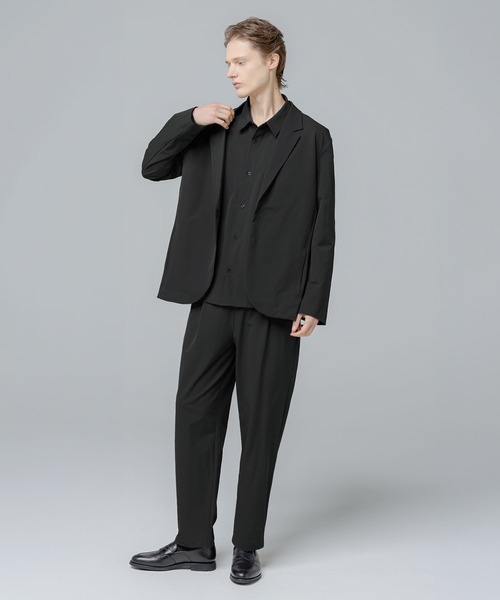 SPU(スプ)の「【セットアップ 2点セット】多機能素材ナイロン【URBAN FLEXOR】【防しわ、ストレッチ、ウォッシャブル、抗ピリング】Relaxed-Fit Shadow Button Single Jacket & Easy Tapered Pants Setup(セットアップ・メンズ・チャコール/グレイッシュベージュ/ネイビー/ブラック・S/M/L/XL)」の12枚目の写真