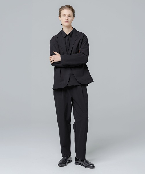 SPU(スプ)の「【セットアップ 2点セット】多機能素材ナイロン【URBAN FLEXOR】【防しわ、ストレッチ、ウォッシャブル、抗ピリング】Relaxed-Fit Shadow Button Single Jacket & Easy Tapered Pants Setup(セットアップ・メンズ・チャコール/グレイッシュベージュ/ネイビー/ブラック・S/M/L/XL)」の14枚目の写真