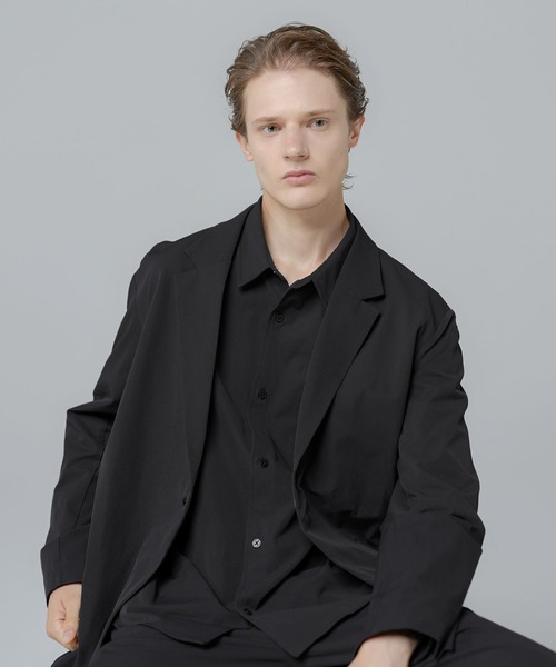 SPU(スプ)の「【セットアップ 2点セット】多機能素材ナイロン【URBAN FLEXOR】【防しわ、ストレッチ、ウォッシャブル、抗ピリング】Relaxed-Fit Shadow Button Single Jacket & Easy Tapered Pants Setup(セットアップ・メンズ・チャコール/グレイッシュベージュ/ネイビー/ブラック・S/M/L/XL)」の15枚目の写真