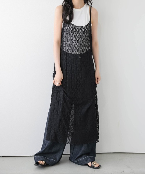 AMELY(エミリー)の「フラワーレース キャミワンピース(ワンピース・レディース・ブラック/ホワイト・フリー)」の12枚目の写真