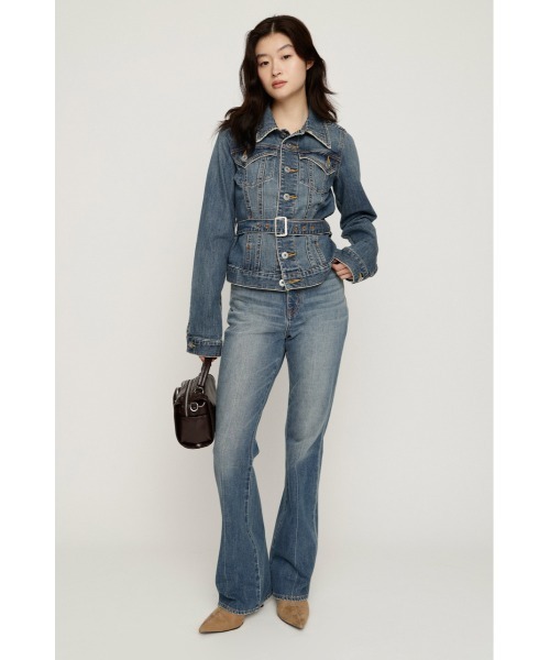 SLY(スライ)の「C/P FLAP DESIGN FLARE PT センタープレスフラップデザインフレアパンツ 秋服 冬服(デニムパンツ・レディース・ブルー/ダークブルー・2/1/0)」の7枚目の写真