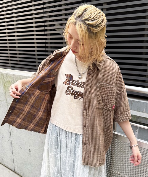 DOUBLE NAME（ダブルネーム）の「ダブルフェイスチェック リバーシブルシャツ（シャツ/ブラウス・レディース・ブラウン/レッド/グリーン・FREE）」の7枚目の写真