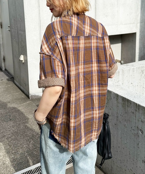 DOUBLE NAME（ダブルネーム）の「ダブルフェイスチェック リバーシブルシャツ（シャツ/ブラウス・レディース・ブラウン/レッド/グリーン・FREE）」の13枚目の写真
