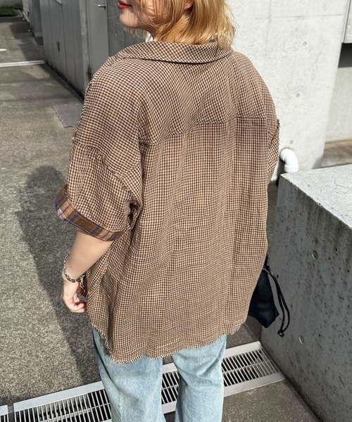DOUBLE NAME（ダブルネーム）の「ダブルフェイスチェック リバーシブルシャツ（シャツ/ブラウス・レディース・ブラウン/レッド/グリーン・FREE）」の14枚目の写真