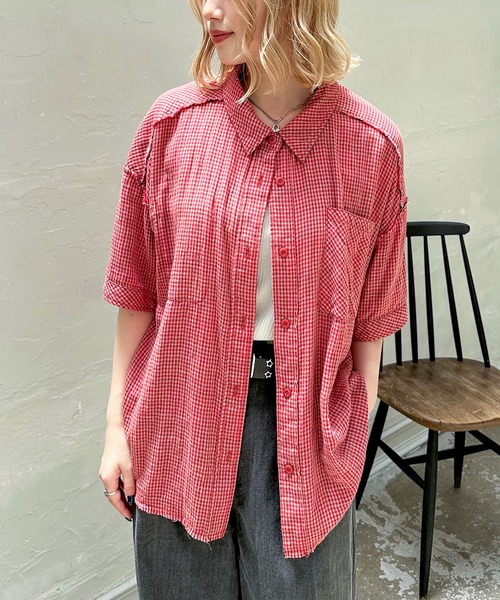 DOUBLE NAME（ダブルネーム）の「ダブルフェイスチェック リバーシブルシャツ（シャツ/ブラウス・レディース・ブラウン/レッド/グリーン・FREE）」の18枚目の写真