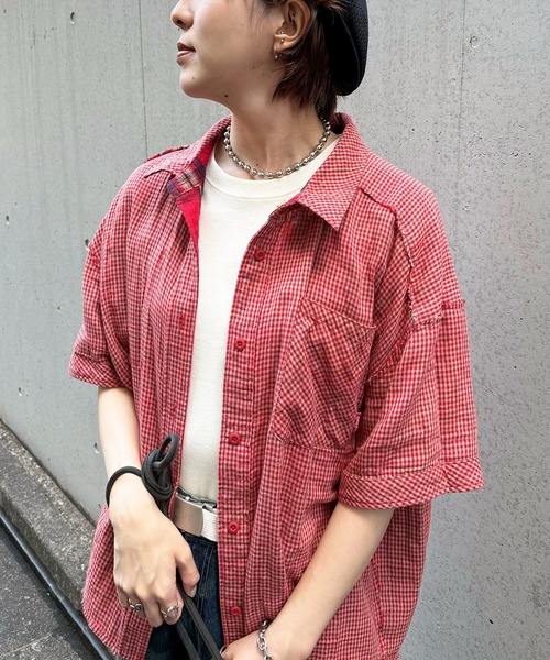 DOUBLE NAME（ダブルネーム）の「ダブルフェイスチェック リバーシブルシャツ（シャツ/ブラウス・レディース・ブラウン/レッド/グリーン・FREE）」の20枚目の写真