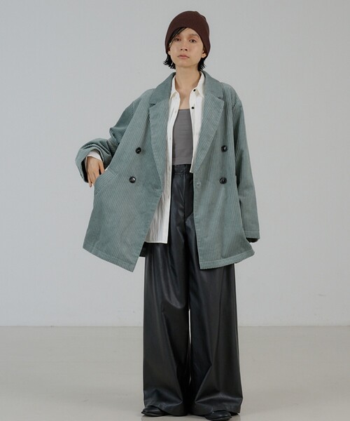 NOMINE(ノミネ)の「太畝コーデュロイ ジャコット| ジャケット/コート兼用(ステンカラーコート・レディース・ダークネイビー/ブラウン/グレイッシュブルー・フリー)」の6枚目の写真