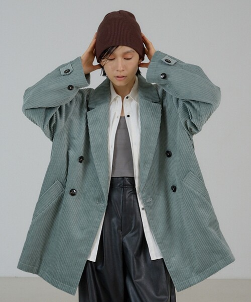 NOMINE(ノミネ)の「太畝コーデュロイ ジャコット| ジャケット/コート兼用(ステンカラーコート・レディース・ダークネイビー/ブラウン/グレイッシュブルー・フリー)」の7枚目の写真