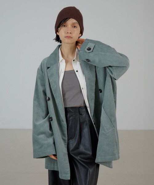 NOMINE(ノミネ)の「太畝コーデュロイ ジャコット| ジャケット/コート兼用(ステンカラーコート・レディース・ダークネイビー/ブラウン/グレイッシュブルー・フリー)」の8枚目の写真